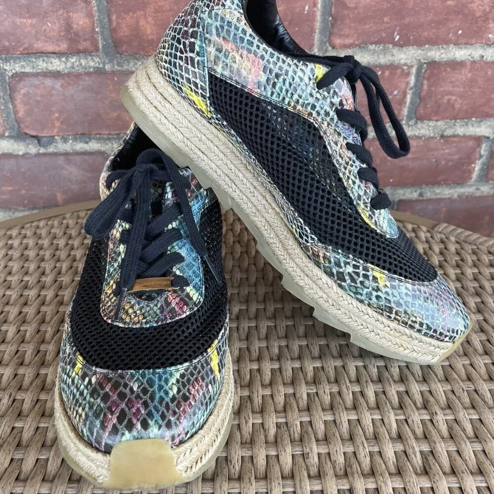 STELLA MCCARTNEY Sz 9.5 40 Vegan Mesh Snakeskin Platform Espadrille Sneakers